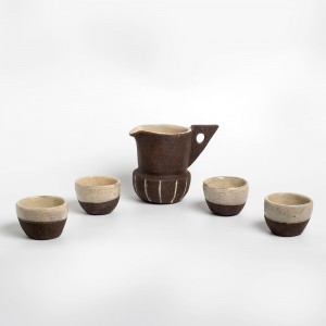 Σετ κεραμική κανάτα "Ροσέλ" με 4 ποτήρια Χειροποίητα χρηστικά αντικείμενα