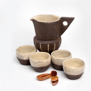 Σετ κεραμική κανάτα "Ροσέλ" με 4 ποτήρια Χειροποίητα χρηστικά αντικείμενα