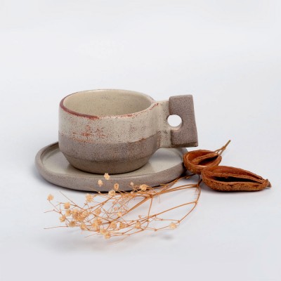 Σετ κεραμική κούπα με πιατάκι