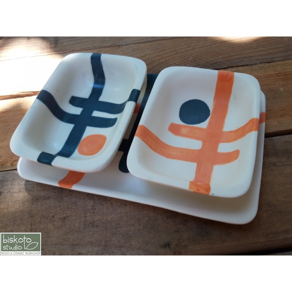 Σετ 2 μπώλ για dip με πιατάκι Χειροποίητα χρηστικά αντικείμενα