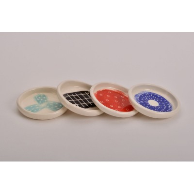 Σετ 4 πιατάκια για γλυκό κουταλιού (πολύχρωμα)