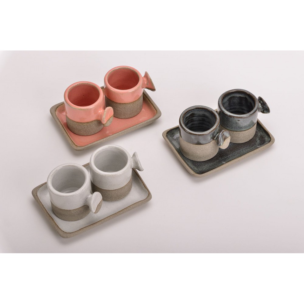 "Button" espresso set με πιάτο Χειροποίητα χρηστικά αντικείμενα