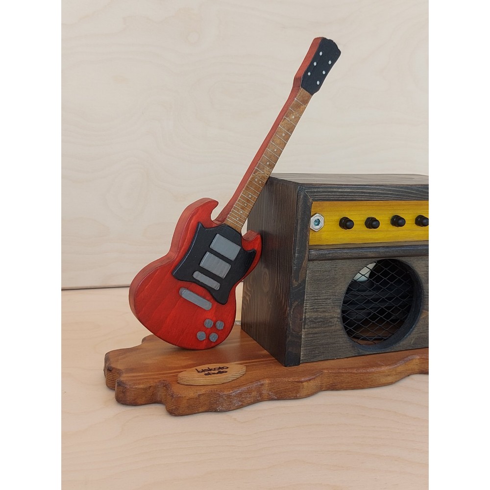 Ξύλινο φωτιστικό κιθάρα - ενισχυτής 2 Χειροποίητα διακοσμητικά