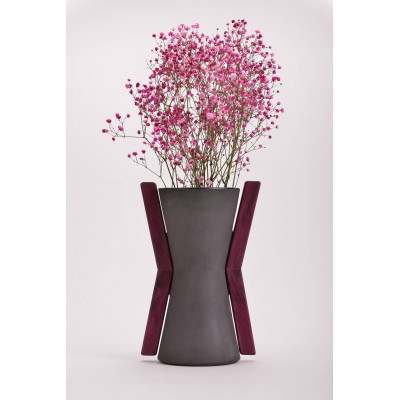 Κεραμικό βάζο κλεψύδρα (1) με ξύλινο χερούλι purpleheart