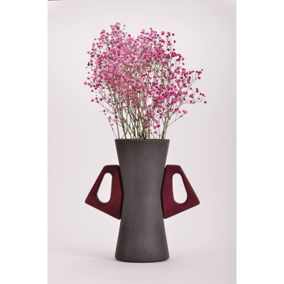 Κεραμικό βάζο κλεψύδρα (2) με ξύλινο χερούλι purpleheart