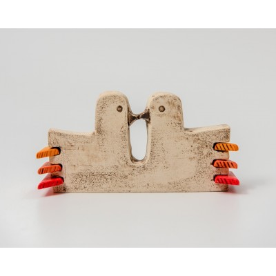 Ζευγάρι πουλιά (πηλός-ξύλο)