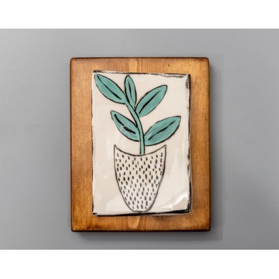 Επιτοίχιο κεραμικό γλαστράκι σε ξύλινο πλαίσιο (3)
