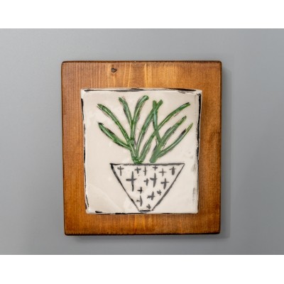 Επιτοίχιο κεραμικό γλαστράκι σε ξύλινο πλαίσιο (4)