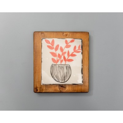 Επιτοίχιο κεραμικό γλαστράκι σε ξύλινο πλαίσιο (5)