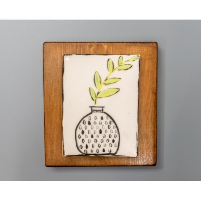 Επιτοίχιο κεραμικό γλαστράκι σε ξύλινο πλαίσιο (7)