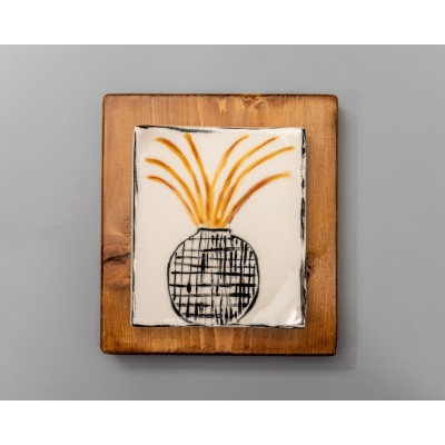 Επιτοίχιο κεραμικό γλαστράκι σε ξύλινο πλαίσιο (8)