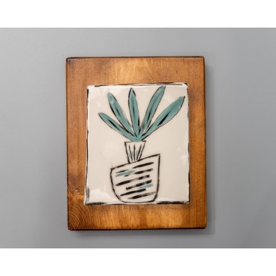 Επιτοίχιο κεραμικό γλαστράκι σε ξύλινο πλαίσιο (9)