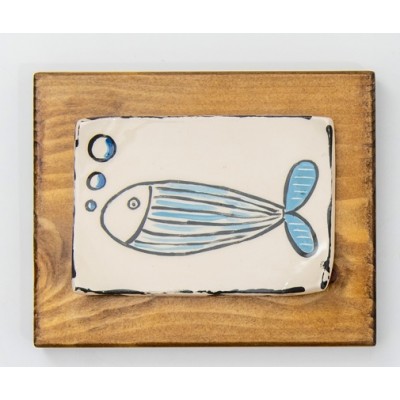 Επιτοίχιο κεραμικό ψαράκι σε ξύλινο πλαίσιο (1)