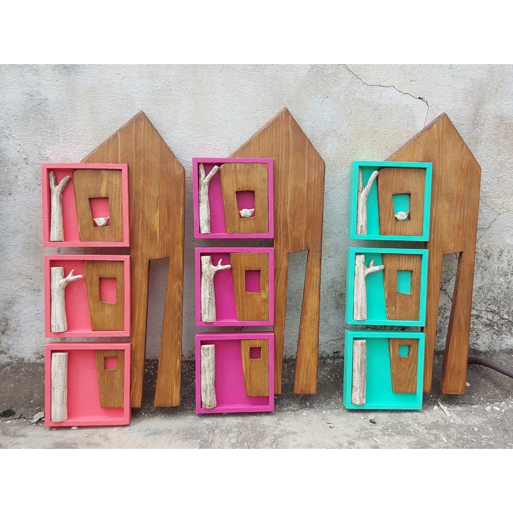 Out of the box Σπίτι με 3 κάδρα Χειροποίητα διακοσμητικά αντικείμενα