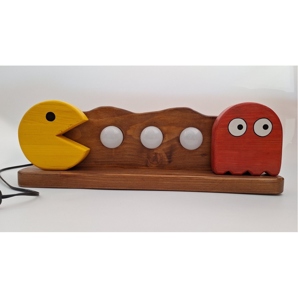 Ξύλινο φωτιστικό pacman Χειροποίητα διακοσμητικά