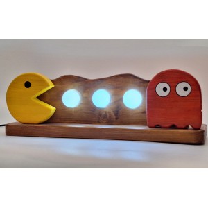 Ξύλινο φωτιστικό pacman Χειροποίητα διακοσμητικά