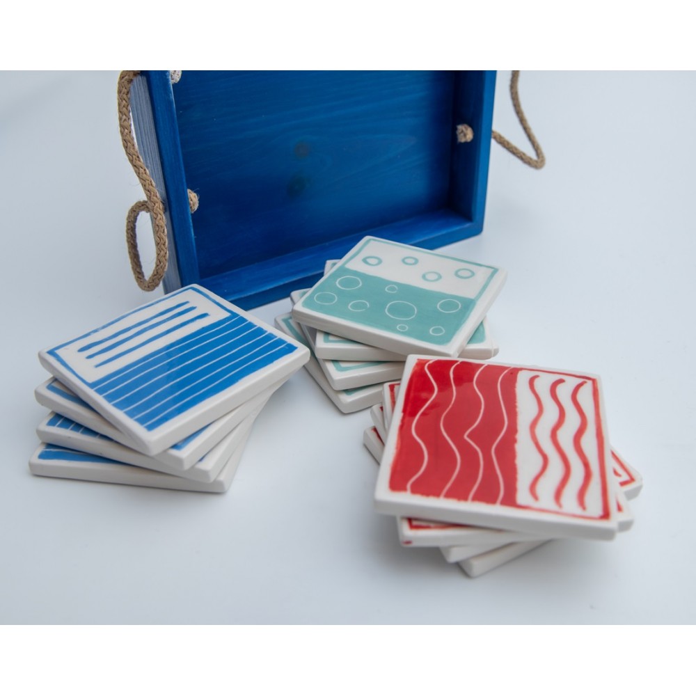 Σουβέρ με ξύλινο δίσκο Χειροποίητα χρηστικά αντικείμενα