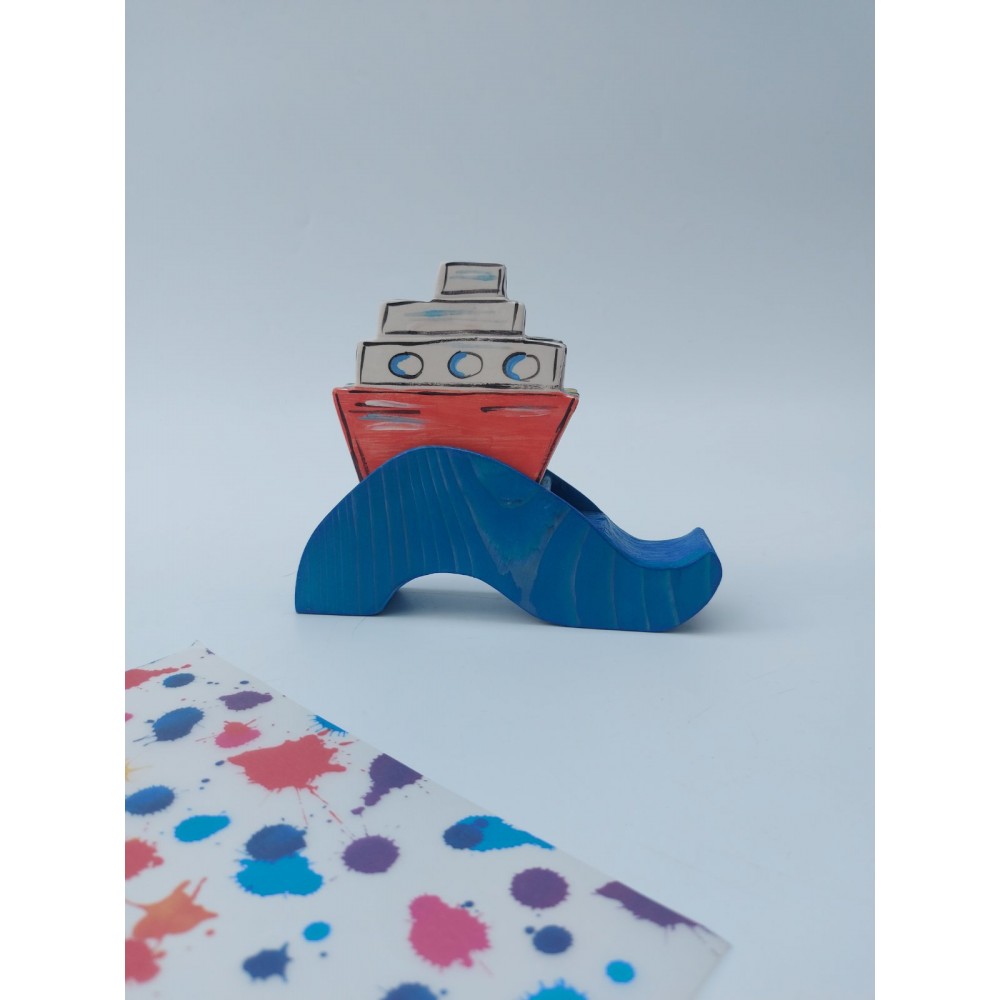 Σουβέρ καράβι με ξύλινη βάση κύμα Χειροποίητα χρηστικά αντικείμενα