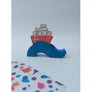 Σουβέρ καράβι με ξύλινη βάση κύμα Χειροποίητα χρηστικά αντικείμενα