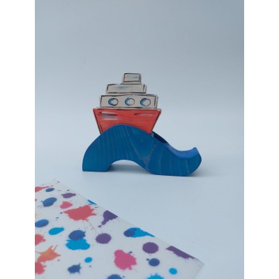 Σουβέρ καράβι με ξύλινη βάση κύμα