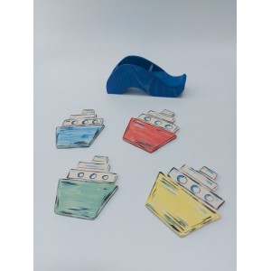 Σουβέρ καράβι με ξύλινη βάση κύμα Χειροποίητα χρηστικά αντικείμενα