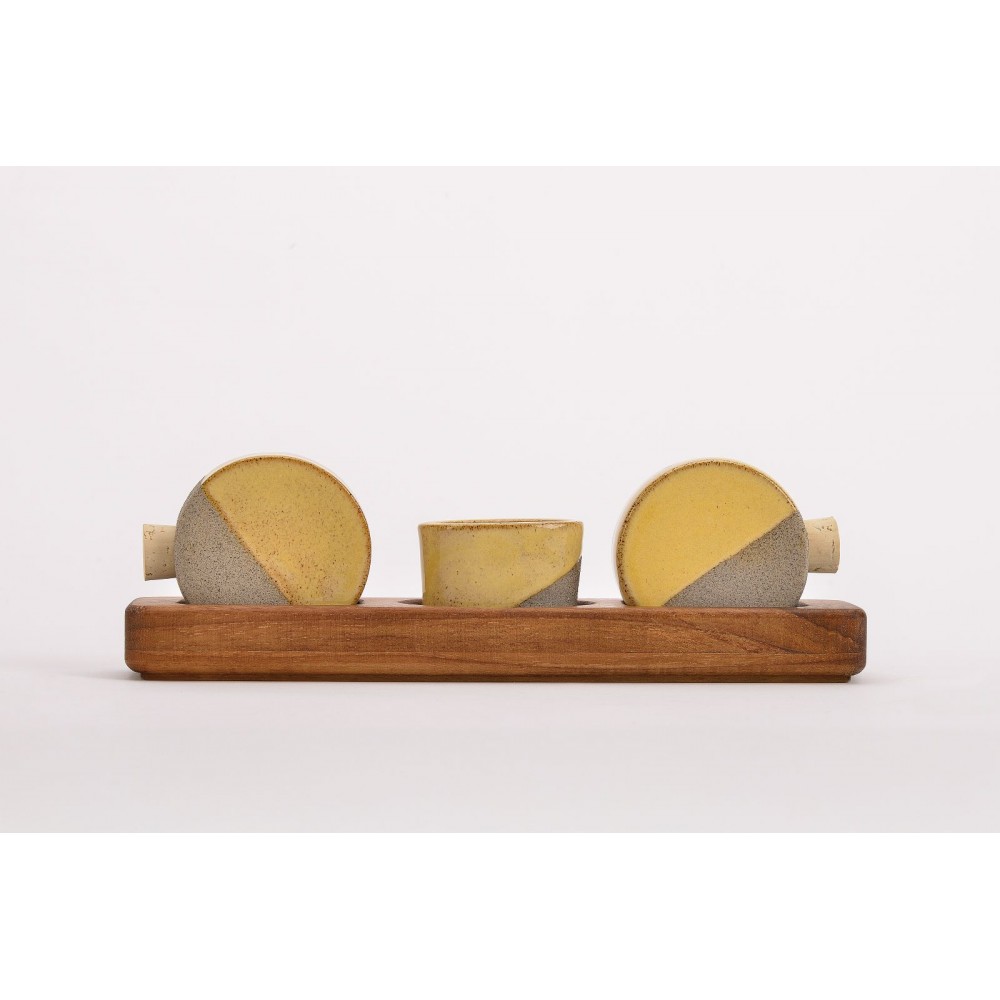 Σετ αλατιέρες με ξύλινη βάση ίσια (καρυδιά) Χειροποίητα χρηστικά αντικείμενα