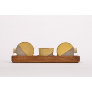 Σετ αλατιέρες με ξύλινη βάση ίσια (καρυδιά) Χειροποίητα χρηστικά αντικείμενα