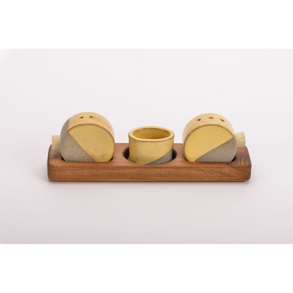 Σετ αλατιέρες με ξύλινη βάση ίσια (καρυδιά) Χειροποίητα χρηστικά αντικείμενα