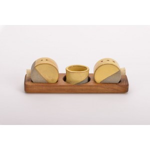 Σετ αλατιέρες με ξύλινη βάση ίσια (καρυδιά) Χειροποίητα χρηστικά αντικείμενα