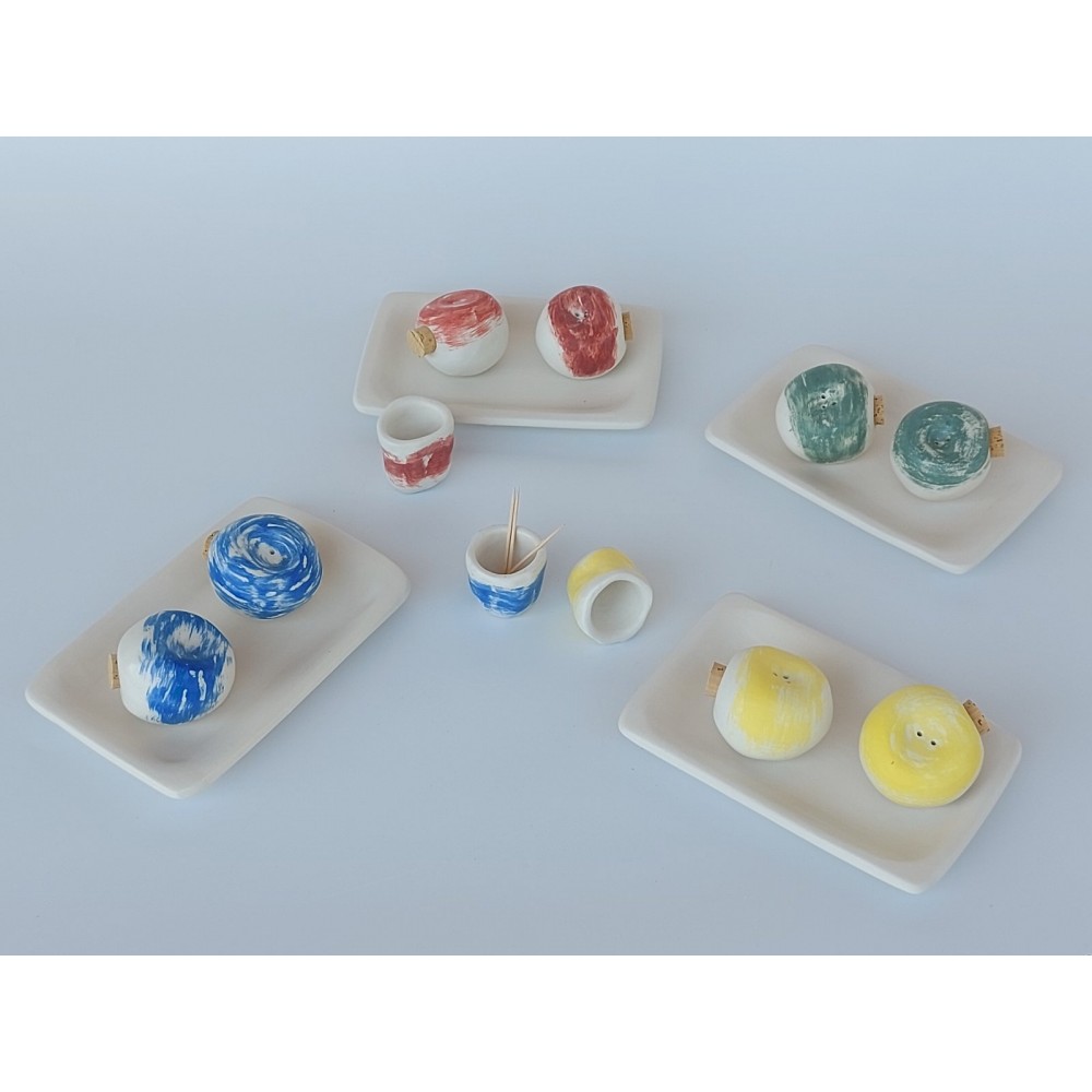 Σετ αλατιέρες με πιατάκι Χειροποίητα χρηστικά αντικείμενα