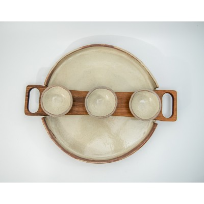 Δίσκος dip με ξύλινο χερούλι καρυδιά