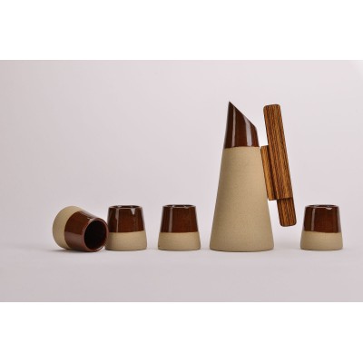 Σετ κεραμική κανάτα "volcano" με χερούλι zebrano και 4 ποτήρια