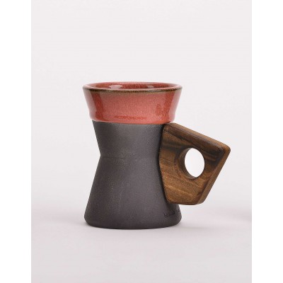 Κεραμική κούπα "Κλεψύδρα" με ξύλινο χερούλι καρυδιά