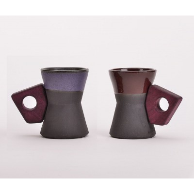 Κεραμική κούπα "Κλεψύδρα" με ξύλινο χερούλι purpleheart