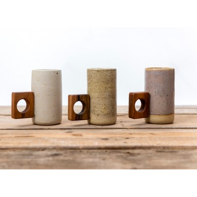 Κεραμική κούπα "GAIA" με ξύλινο χερούλι καρυδιά