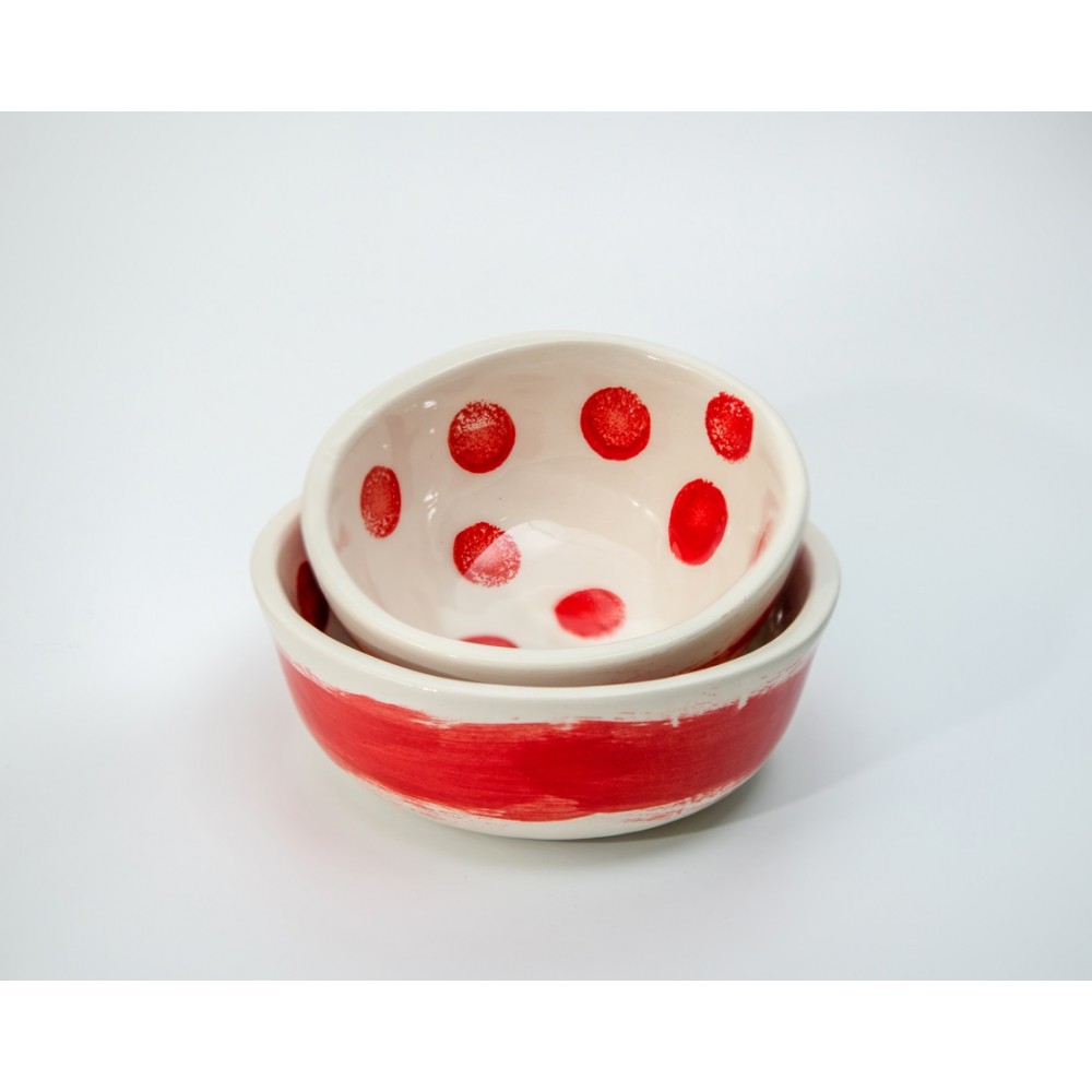 Σετ 2 μπωλ πουά Χειροποίητα χρηστικά αντικείμενα