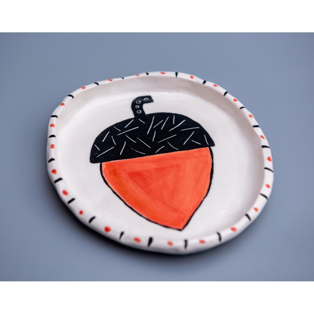 Ζωγραφιστό πιάτο (βελανίδι) Χειροποίητα χρηστικά αντικείμενα