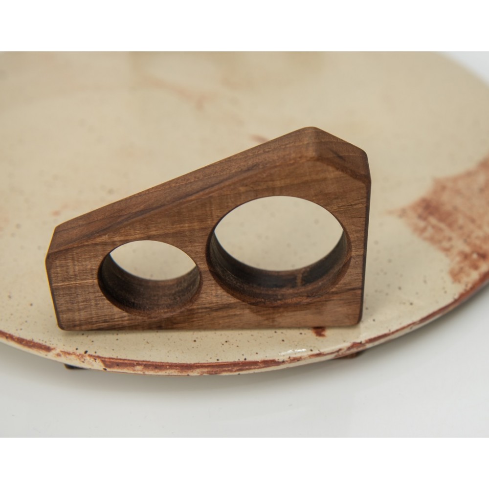 Κεραμικό πλατό με ξύλινο χερούλι καρυδιά (1) Χειροποίητα χρηστικά αντικείμενα