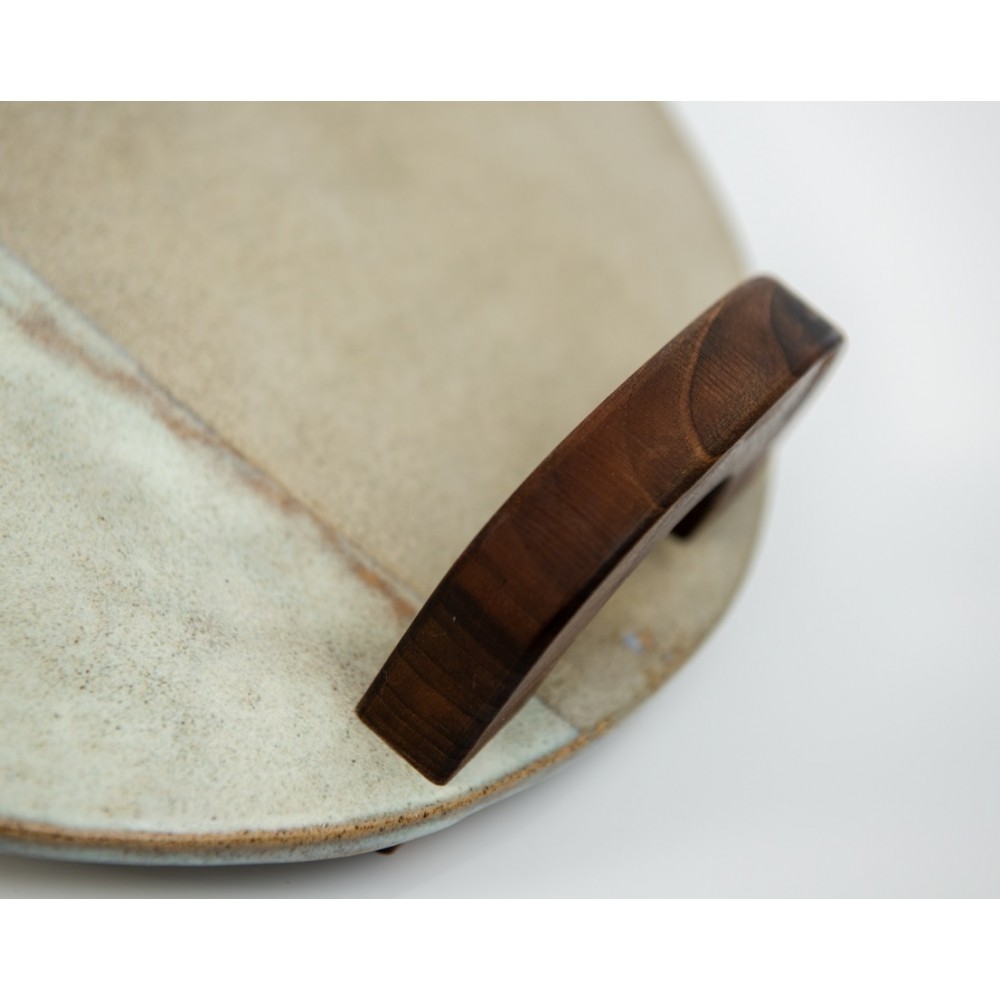 Κεραμικό πλατό με ξύλινο χερούλι καρυδιά (3) Χειροποίητα χρηστικά αντικείμενα