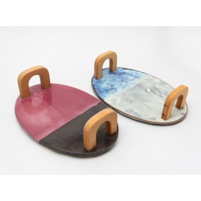 Κεραμικό πλατό με ξύλινο χερούλι φλαμούρι (5)